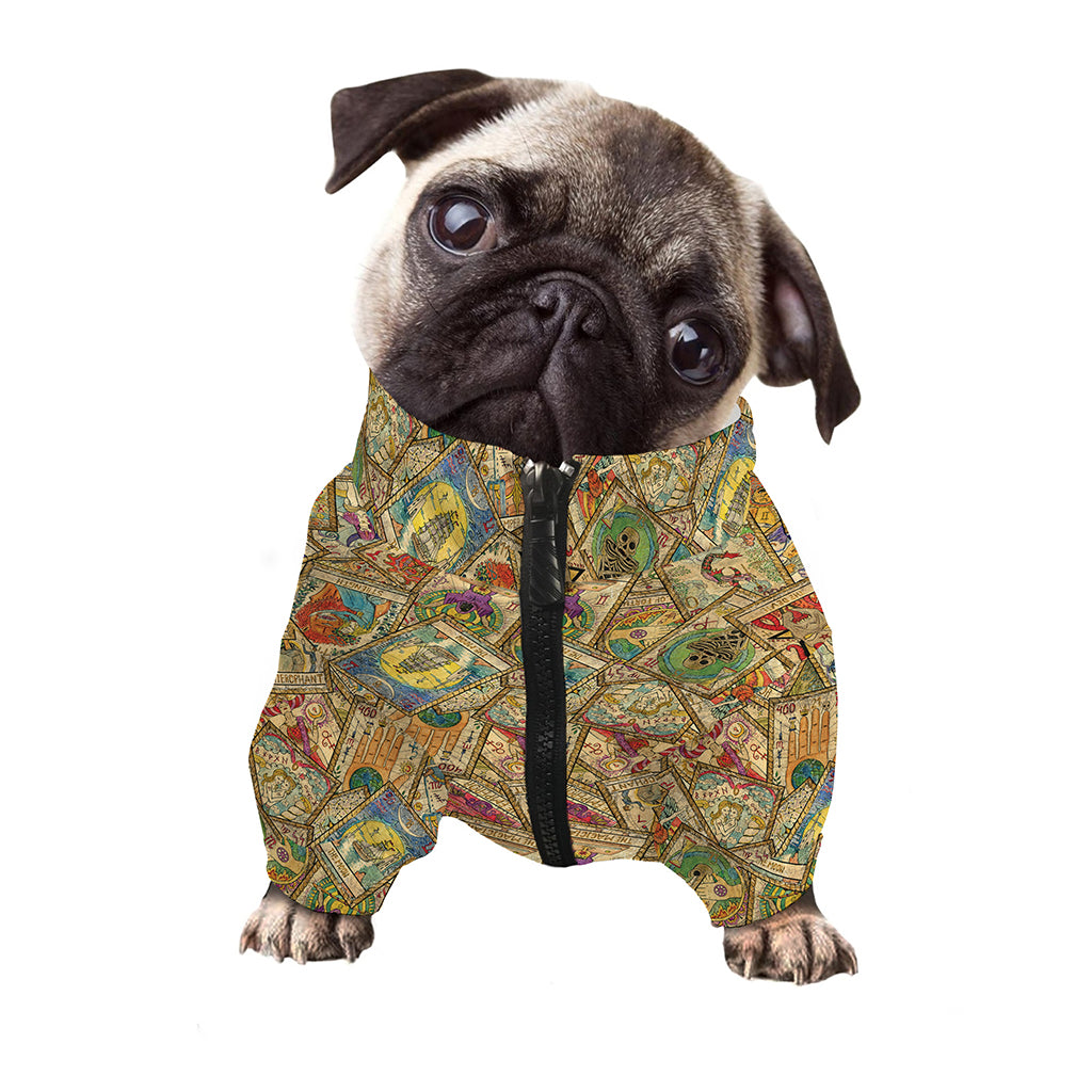 Vintage Wicca Tarot Card Print Dog Zip Up Jacket