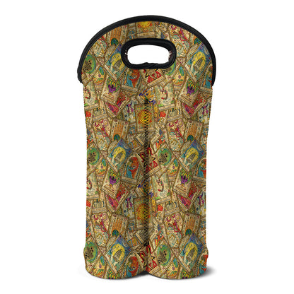 Vintage Wicca Tarot Card Print Double Neoprene Wine Tote