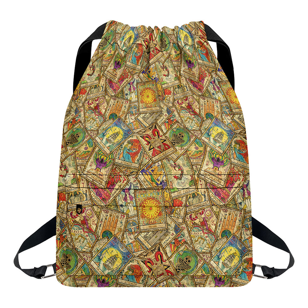Vintage Wicca Tarot Card Print Drawstring Backpack