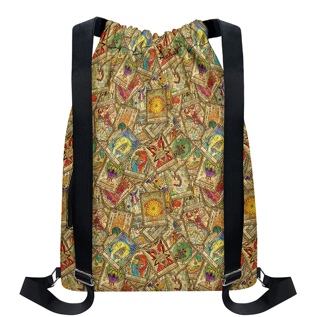 Vintage Wicca Tarot Card Print Drawstring Backpack
