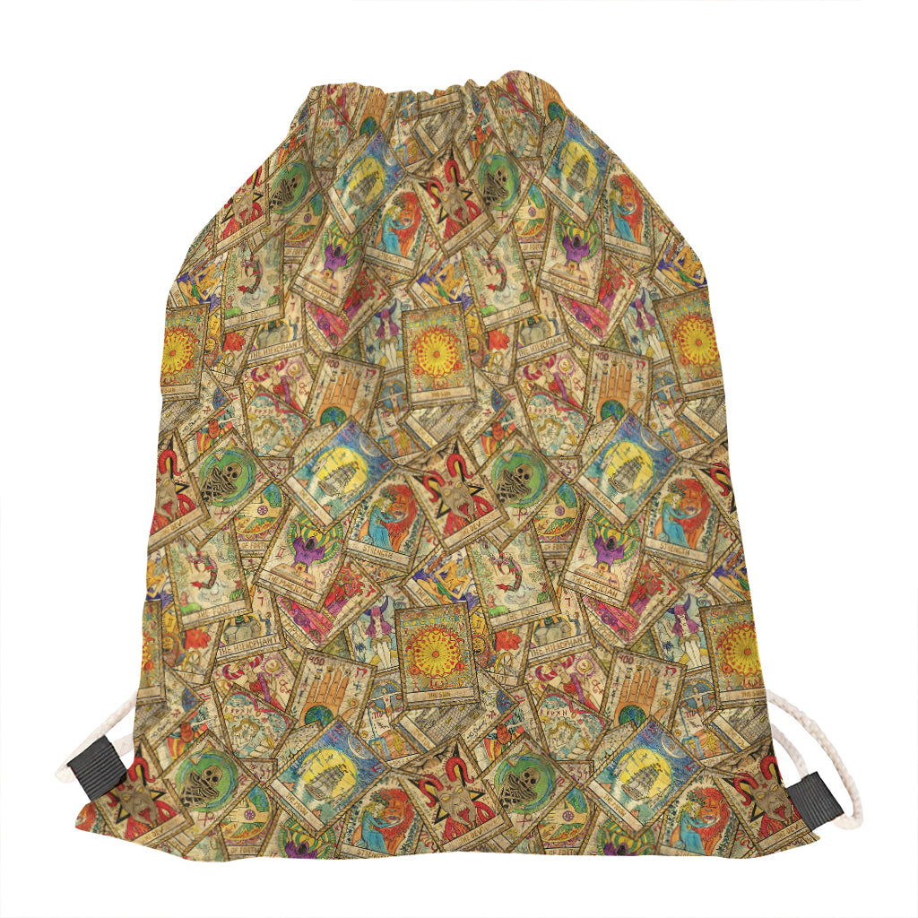 Vintage Wicca Tarot Card Print Drawstring Bag