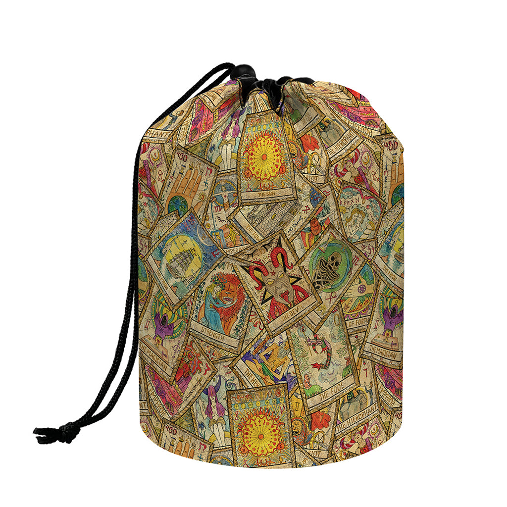 Vintage Wicca Tarot Card Print Drawstring Makeup Bag