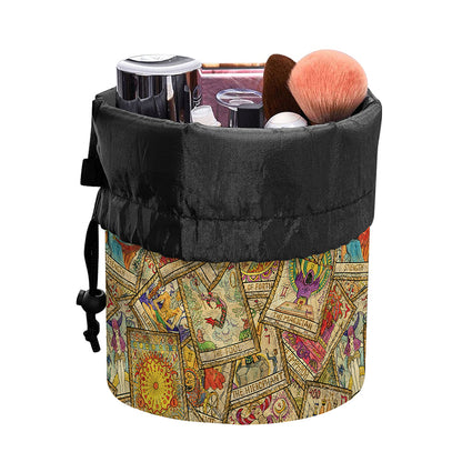 Vintage Wicca Tarot Card Print Drawstring Makeup Bag