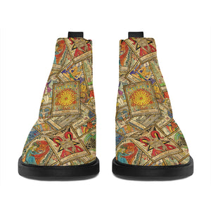 Vintage Wicca Tarot Card Print Flat Ankle Boots