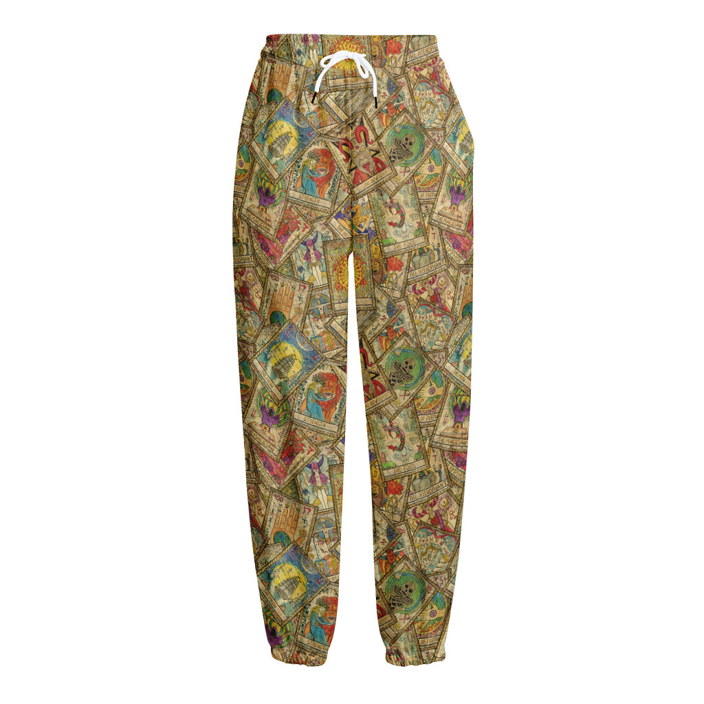 Vintage Wicca Tarot Card Print Fleece Lined Knit Pants