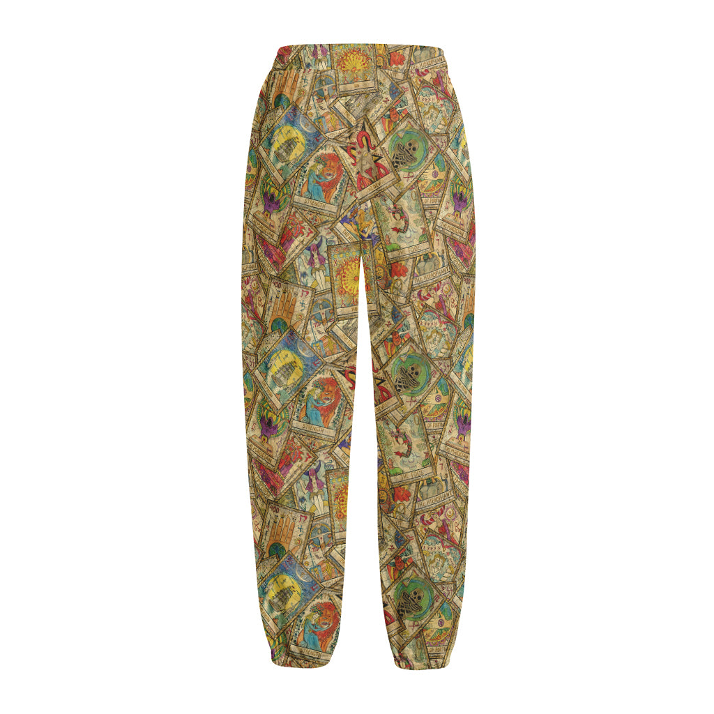 Vintage Wicca Tarot Card Print Fleece Lined Knit Pants