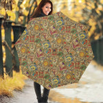 Vintage Wicca Tarot Card Print Foldable Umbrella