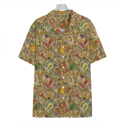 Vintage Wicca Tarot Card Print Hawaiian Shirt