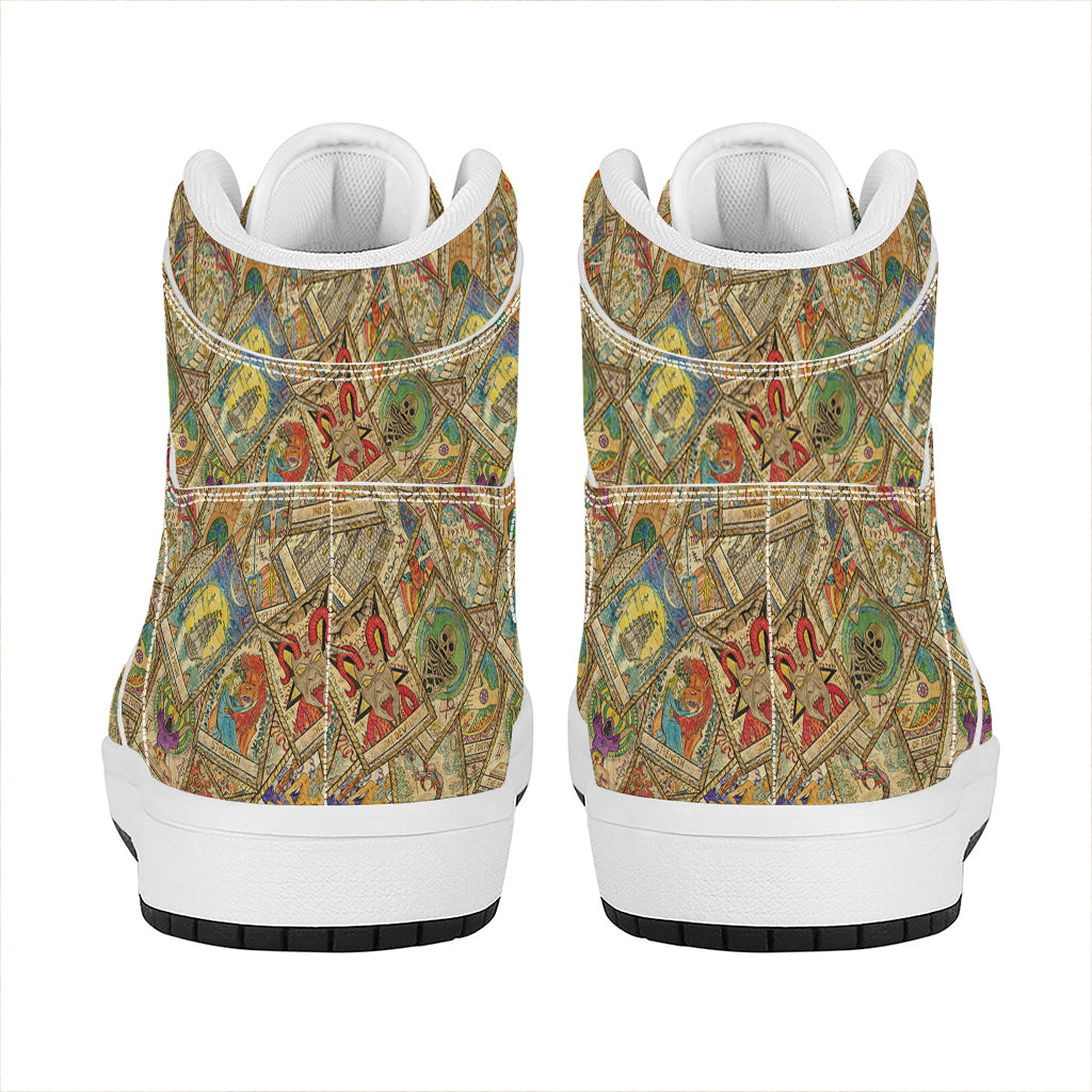 Vintage Wicca Tarot Card Print High Top Leather Sneakers