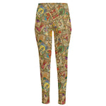 Vintage Wicca Tarot Card Print High-Waisted Pocket Leggings