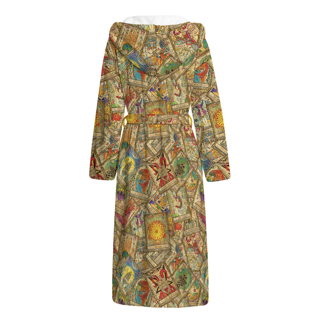 Vintage Wicca Tarot Card Print Hooded Bathrobe