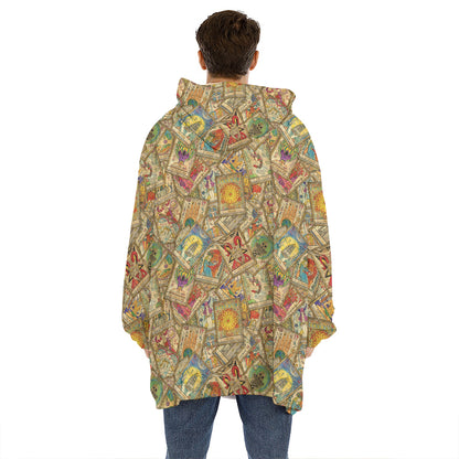 Vintage Wicca Tarot Card Print Hoodie Blanket