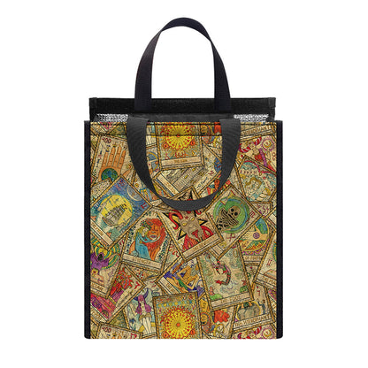 Vintage Wicca Tarot Card Print Insulated Lunch Tote