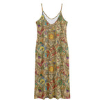 Vintage Wicca Tarot Card Print Jersey Midi Cami Dress