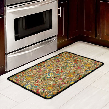 Vintage Wicca Tarot Card Print Kitchen Mat