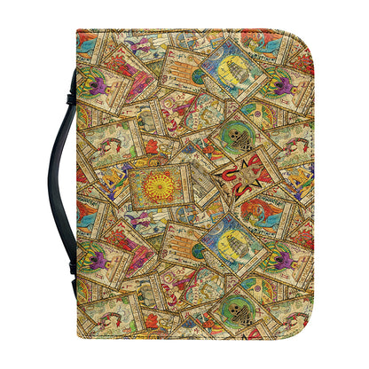 Vintage Wicca Tarot Card Print Leather Bible Cover