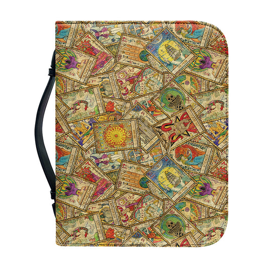 Vintage Wicca Tarot Card Print Leather Bible Cover