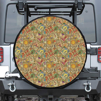 Vintage Wicca Tarot Card Print Leather Spare Tire Cover