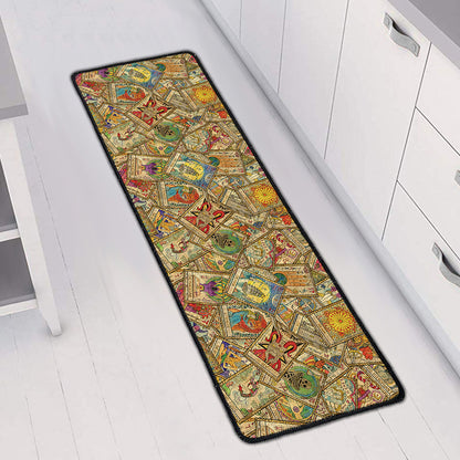Vintage Wicca Tarot Card Print Long Kitchen Mat