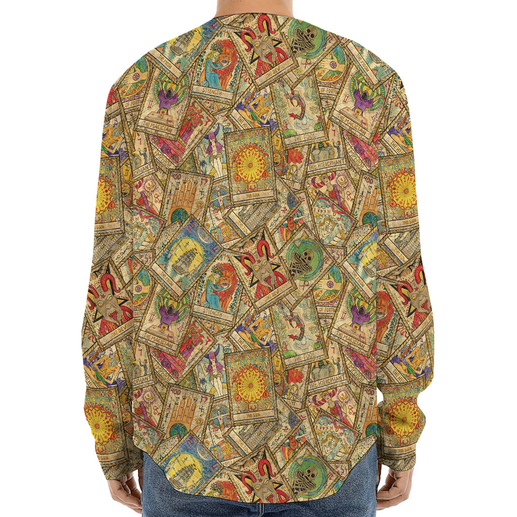 Vintage Wicca Tarot Card Print Long Sleeve Baseball Jersey