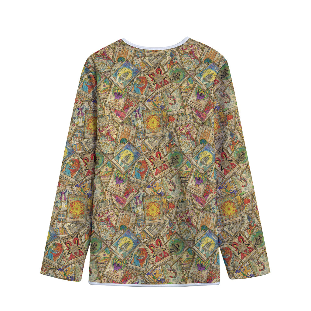 Vintage Wicca Tarot Card Print Long Sleeve Short Coat