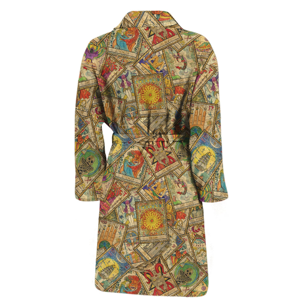 Vintage Wicca Tarot Card Print Men's Bathrobe