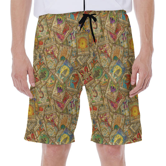 Vintage Wicca Tarot Card Print Men's Beach Shorts