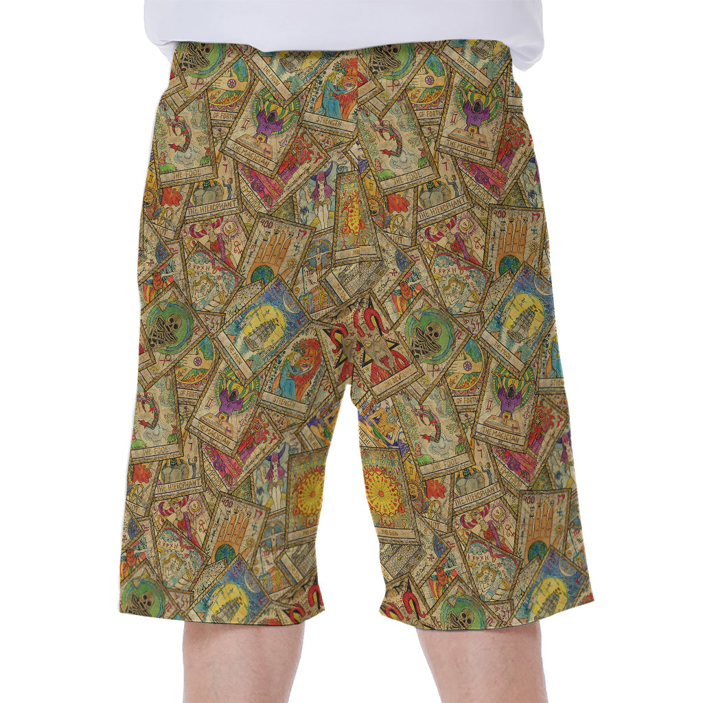 Vintage Wicca Tarot Card Print Men's Beach Shorts