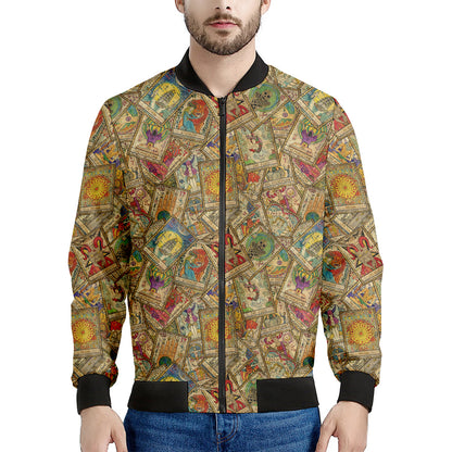 Vintage Wicca Tarot Card Print Men's Bomber Jacket