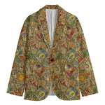 Vintage Wicca Tarot Card Print Men's Cotton Blazer