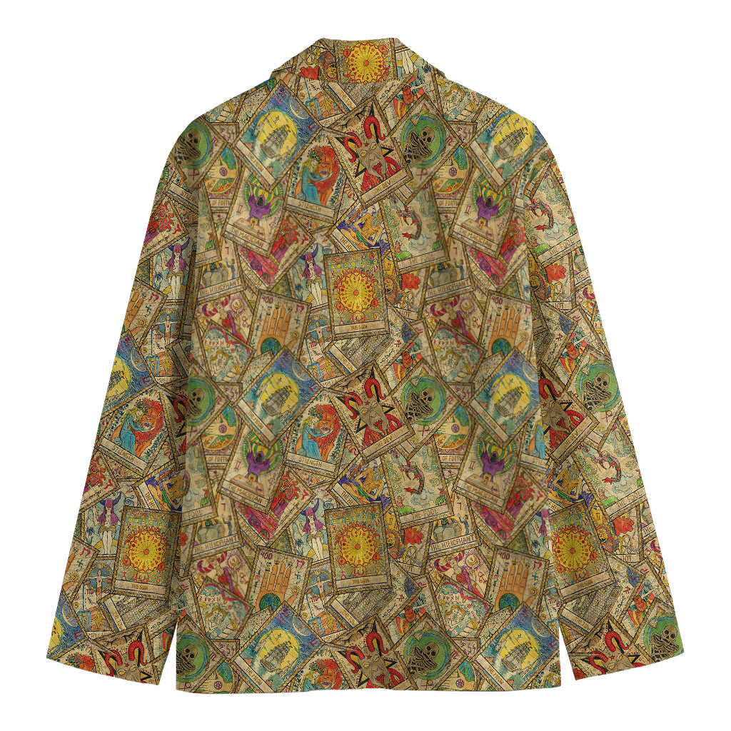 Vintage Wicca Tarot Card Print Men's Cotton Blazer