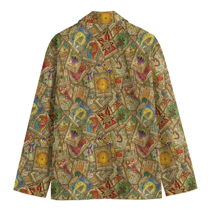 Vintage Wicca Tarot Card Print Men's Cotton Blazer
