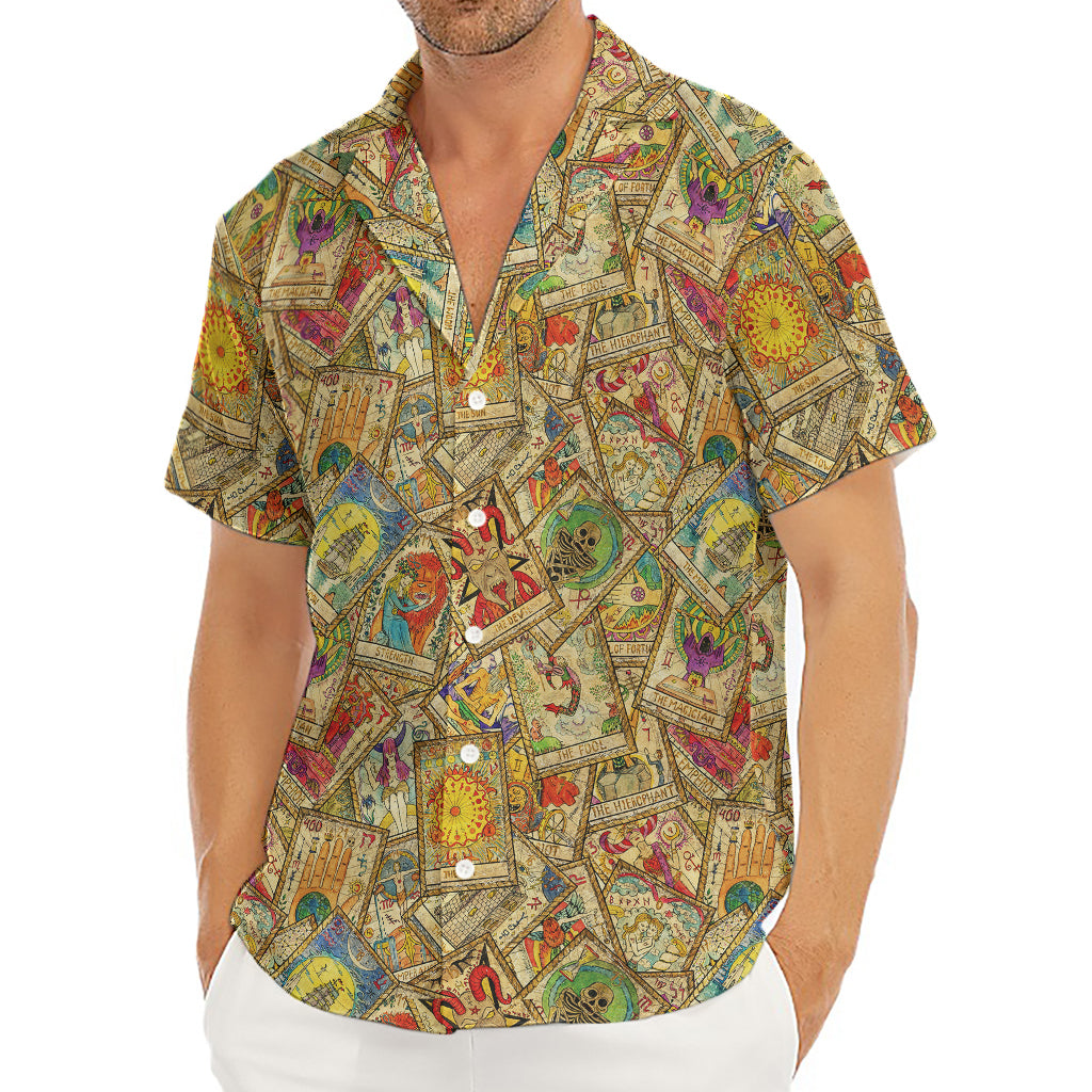 Vintage Wicca Tarot Card Print Men's Deep V-Neck Shirt