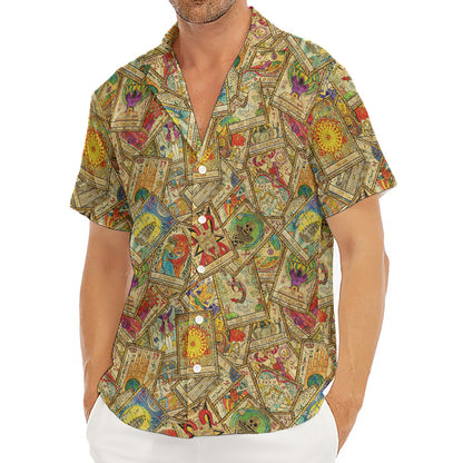 Vintage Wicca Tarot Card Print Men's Deep V-Neck Shirt