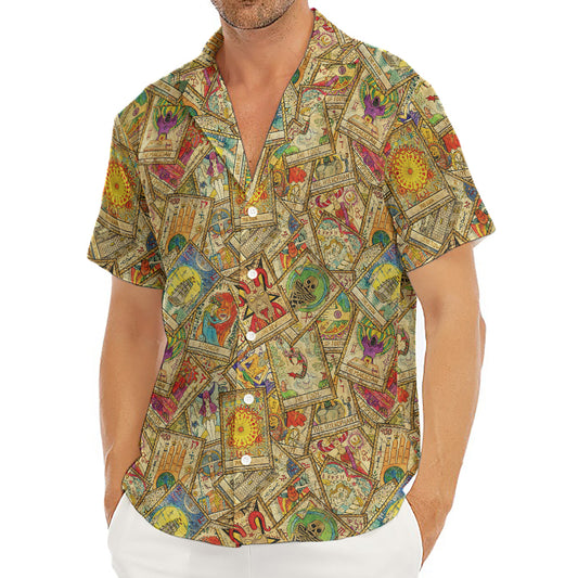 Vintage Wicca Tarot Card Print Men's Deep V-Neck Shirt
