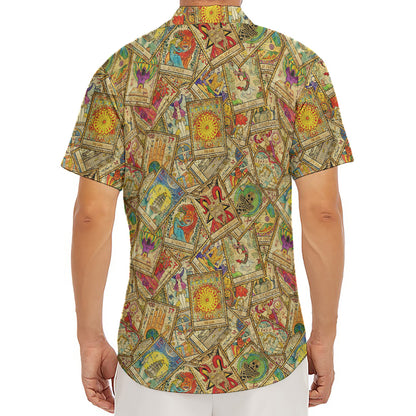 Vintage Wicca Tarot Card Print Men's Deep V-Neck Shirt
