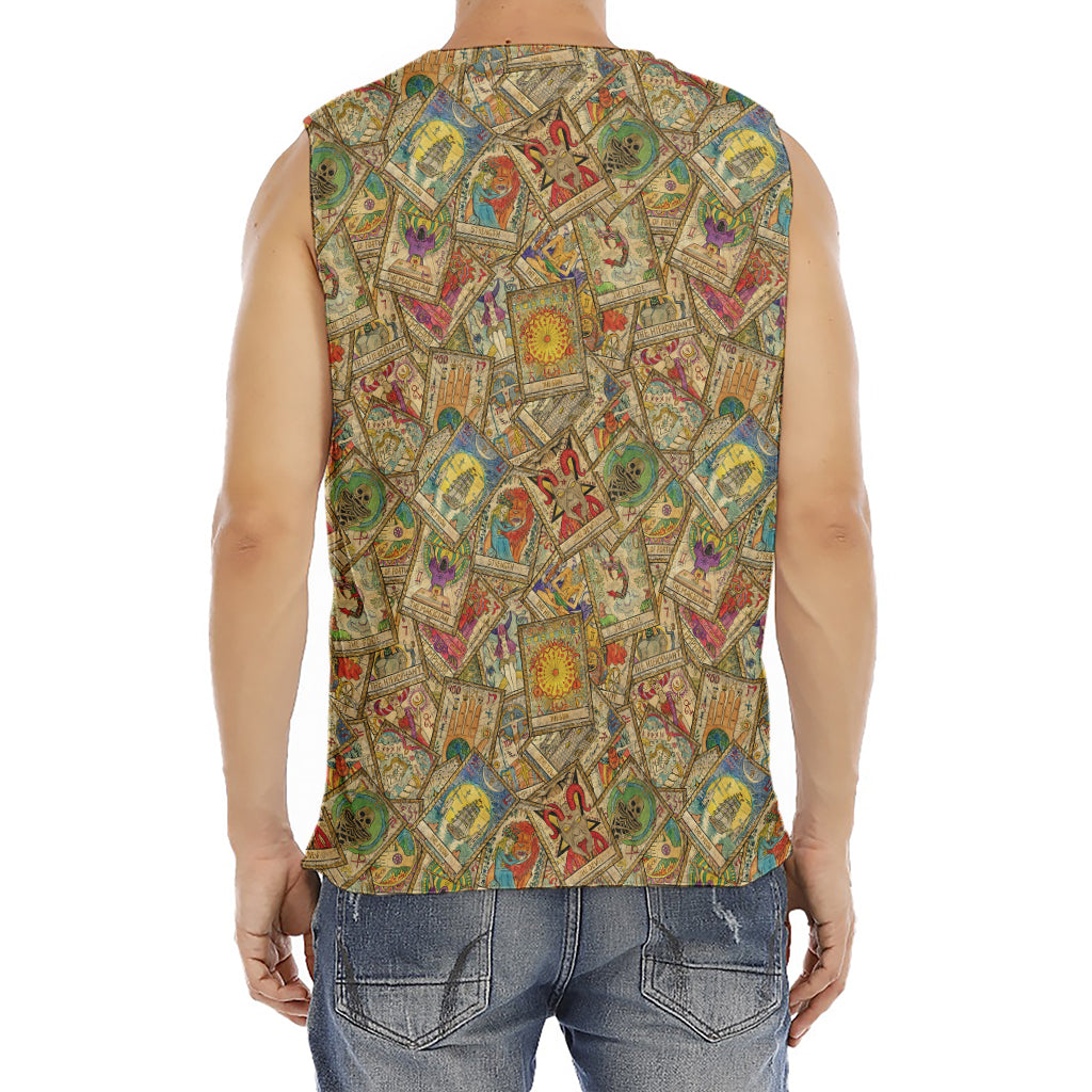 Vintage Wicca Tarot Card Print Men's Fitness Tank Top