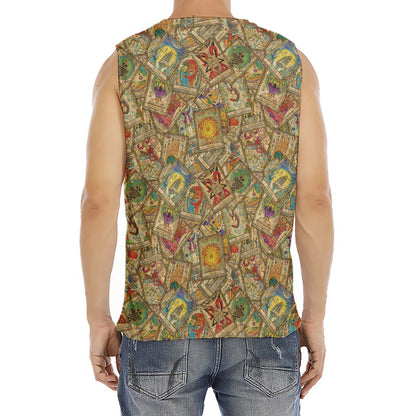 Vintage Wicca Tarot Card Print Men's Fitness Tank Top