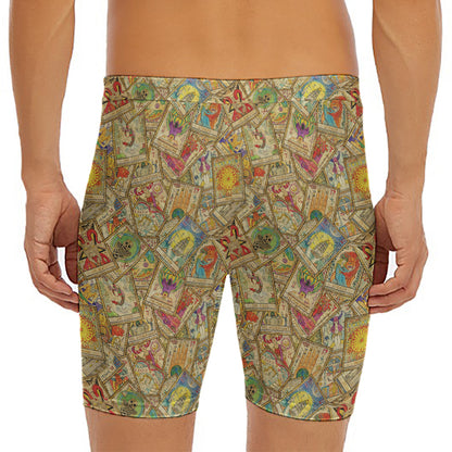 Vintage Wicca Tarot Card Print Men's Long Boxer Briefs