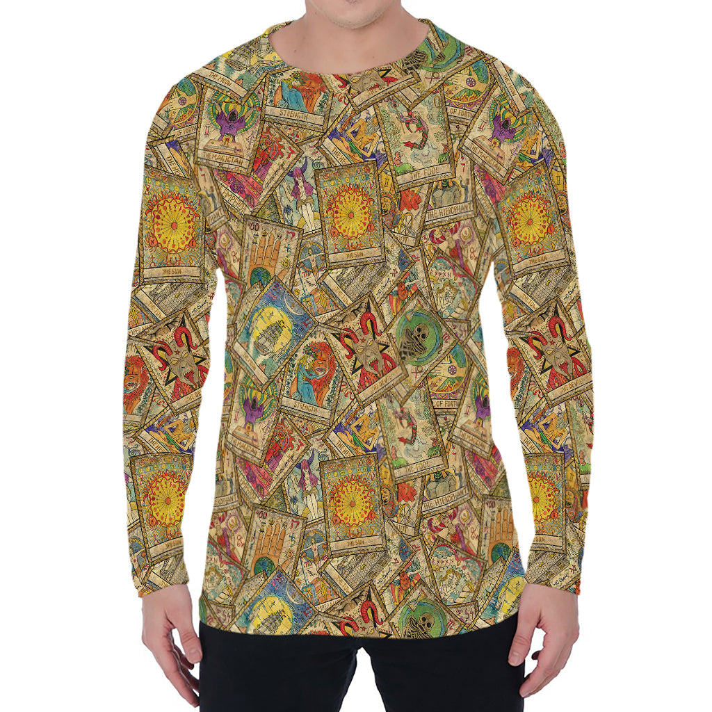 Vintage Wicca Tarot Card Print Men's Long Sleeve T-Shirt