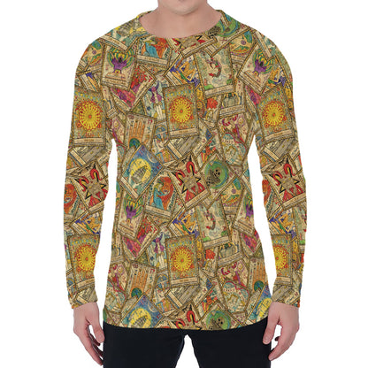 Vintage Wicca Tarot Card Print Men's Long Sleeve T-Shirt