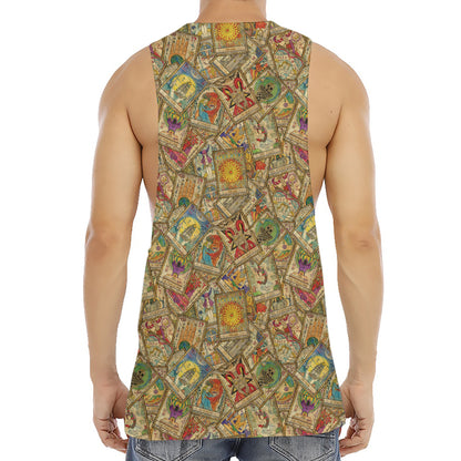 Vintage Wicca Tarot Card Print Men's Muscle Tank Top