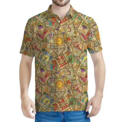 Vintage Wicca Tarot Card Print Men's Polo Shirt