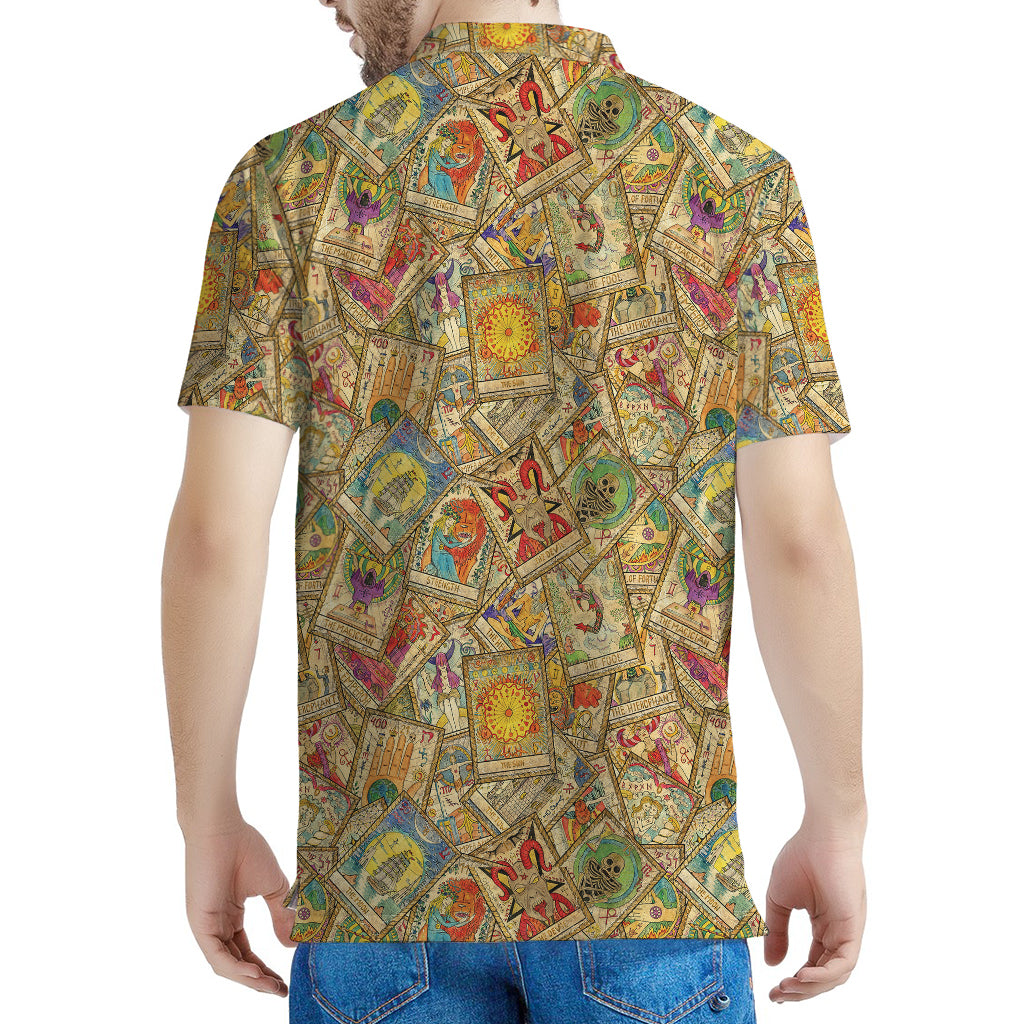 Vintage Wicca Tarot Card Print Men's Polo Shirt