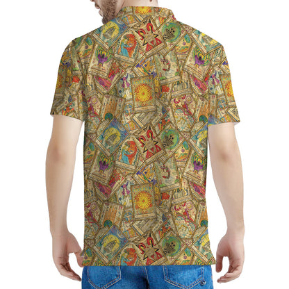 Vintage Wicca Tarot Card Print Men's Polo Shirt