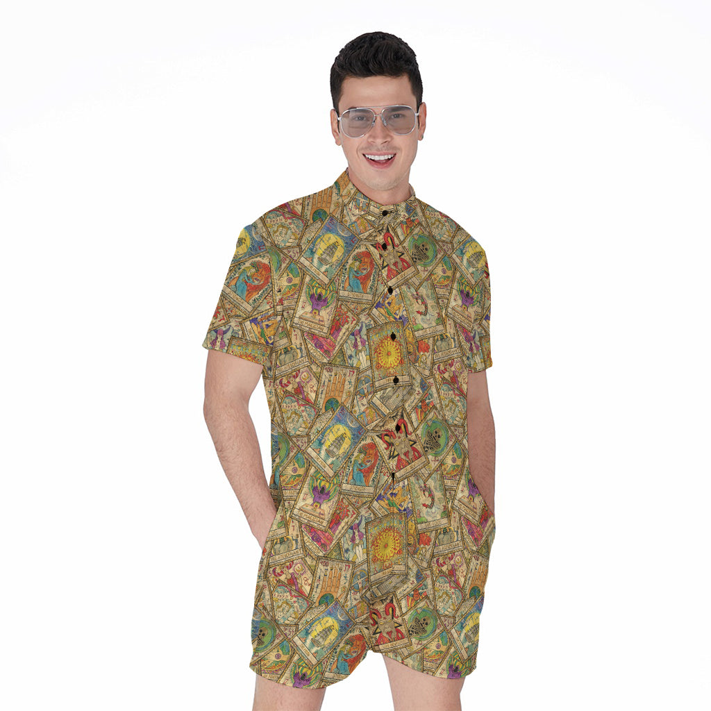 Vintage Wicca Tarot Card Print Men's Rompers