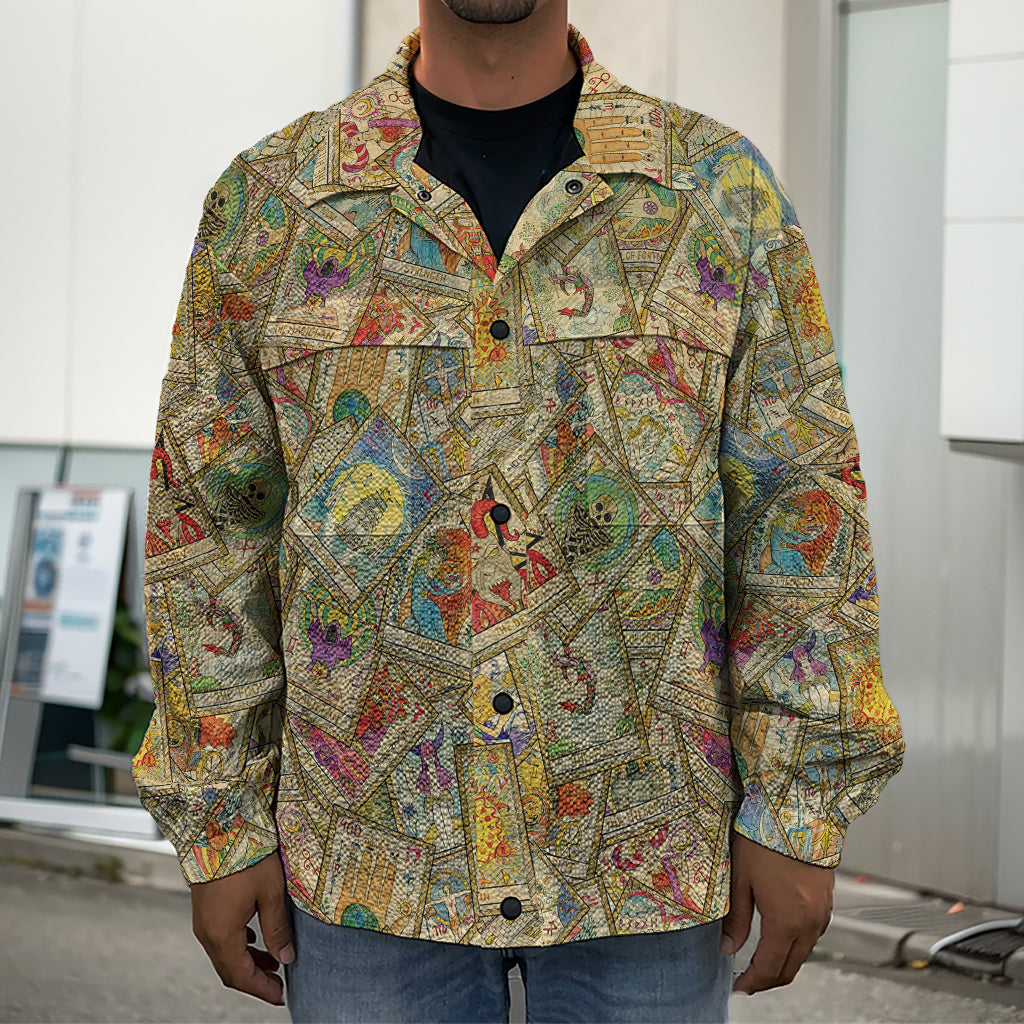 Vintage Wicca Tarot Card Print Men's Shirt Jacket