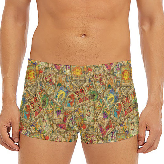 Vintage Wicca Tarot Card Print Men's Short Boxer Briefs