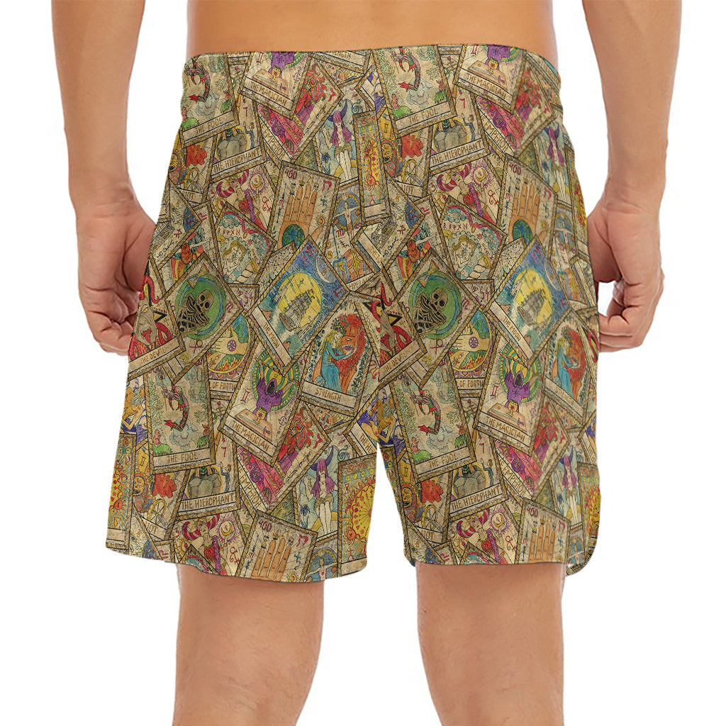 Vintage Wicca Tarot Card Print Men's Split Running Shorts