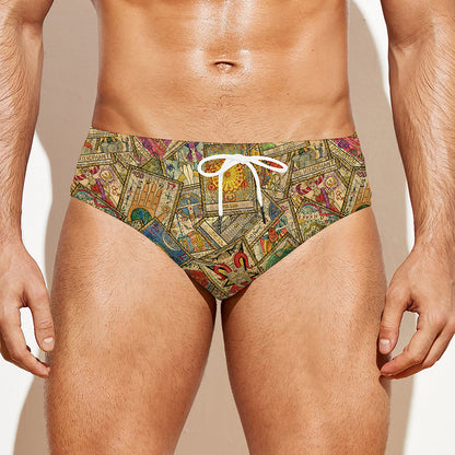 Vintage Wicca Tarot Card Print Men's Swim Briefs